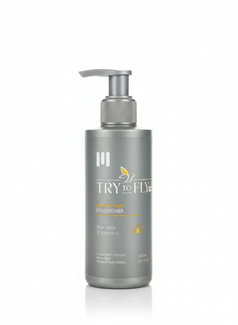 TryToFly pro leave in hair conditioner aloe vera & vitamin E smoothen dry hair keep your natural hair vitality 200 ml